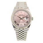 NEW ROLEX DATEJUST 126234-0031 PINK, ROMAN VI AND IX SET WITH DIAMONDS