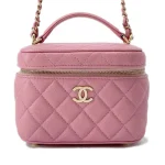 CHANEL Vanity ChainShoulder Bag Pink Caviar Leather