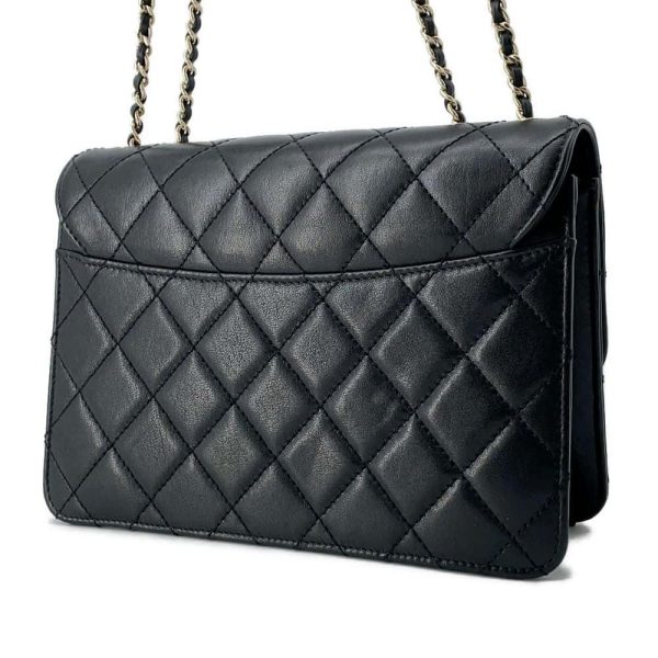 CHANEL Beauty Padlock Flap CC Logo ChainShoulder Bag Black Calf Leather