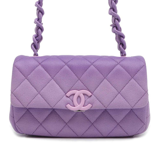 CHANEL Mini flap Bag Purple AS4598 Caviar Leather