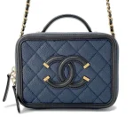 CHANEL Filigree 2way vanity bag Navy A93342 Caviar Leather