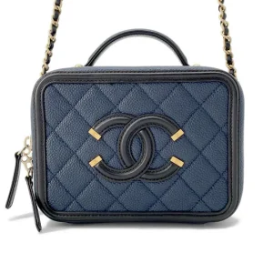 CHANEL Filigree 2way vanity bag Navy A93342 Caviar Leather