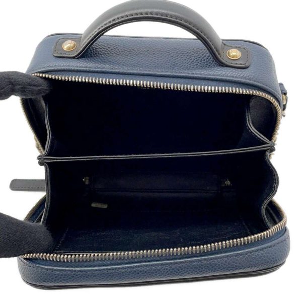 CHANEL Filigree 2way vanity bag Navy A93342 Caviar Leather