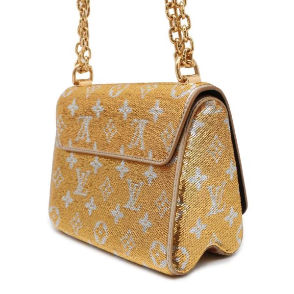 LOUIS VUITTON Twist Gold/Silver M52906 Smooth Cowhide Leather Sequins Monogram・Pattern Size PM