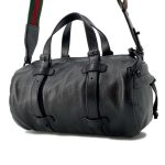 GUCCI Double G Duffle Shoulder Bag Black 725701 Leather Size Small