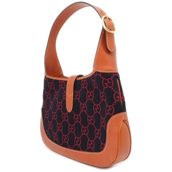 GUCCI Jackie 1961 2wayBag Navy/Brown/Red 636706 Leather Felt