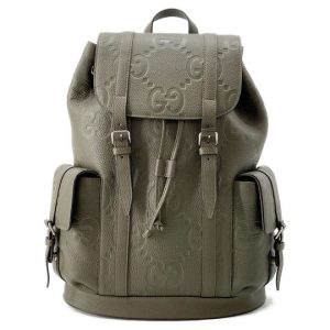 GUCCI Jumbo GG Embossed Backpack Dark Green 625770 Leather