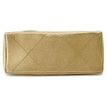 CHANEL Kiss Rock Frame Shoulder Bag Gold Leather