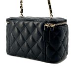 CHANEL Matelasse Ball Chain Vanity Bag Black AP2303 Lambskin