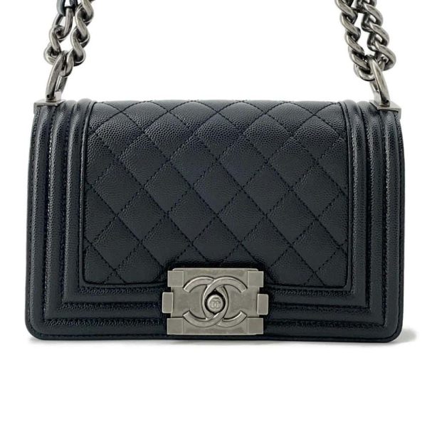 CHANEL Boy Chanel ChainShoulder Bag Black A67085 Caviar Leather Size Small