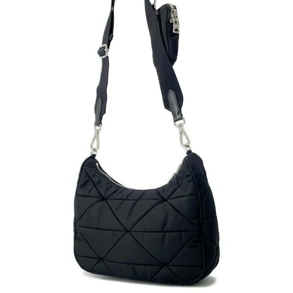 PRADA Tessuto Quilt Shoulder Bag Black 1BC151 Nylon