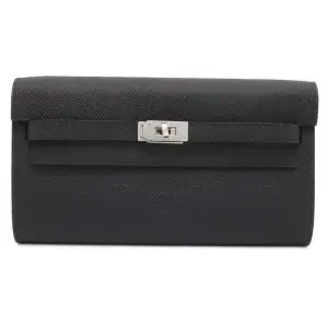 HERMES Kelly wallet to go Black Epsom