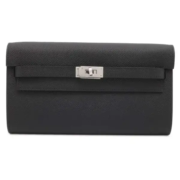 HERMES Kelly wallet to go Black Epsom