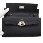 HERMES Kelly wallet to go Black Epsom