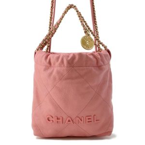 CHANEL CHANEL 22 Handbag Pink AS3980 Shiny Calf Leather Size Mini