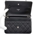 HERMES Matelasse Chain wallet Black A33814 Lambskin