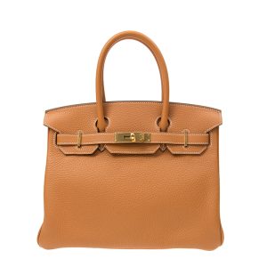 NEW HERMES HANDBAGS BIRKIN 30 1H CLUTCH BAG TOFFEE