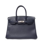 NEW HERMES HANDBAGS BIRKIN 30 76/L3 CLUTCH BAG BLEU INDIGO