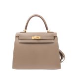 NEW HERMES HANDBAGS KELLY 25 18 SHOULDER BAG/CROSSBODY BAG /HANDBAG ETOUPE